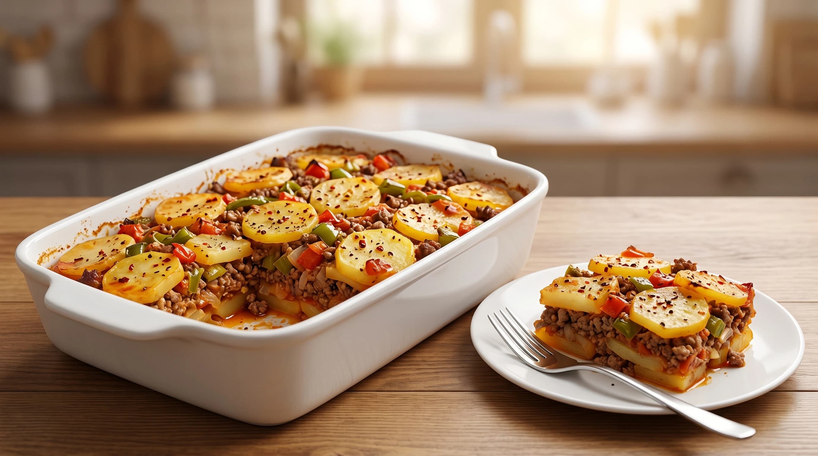 Comforting Turkish Potato & Minced Meat Bake