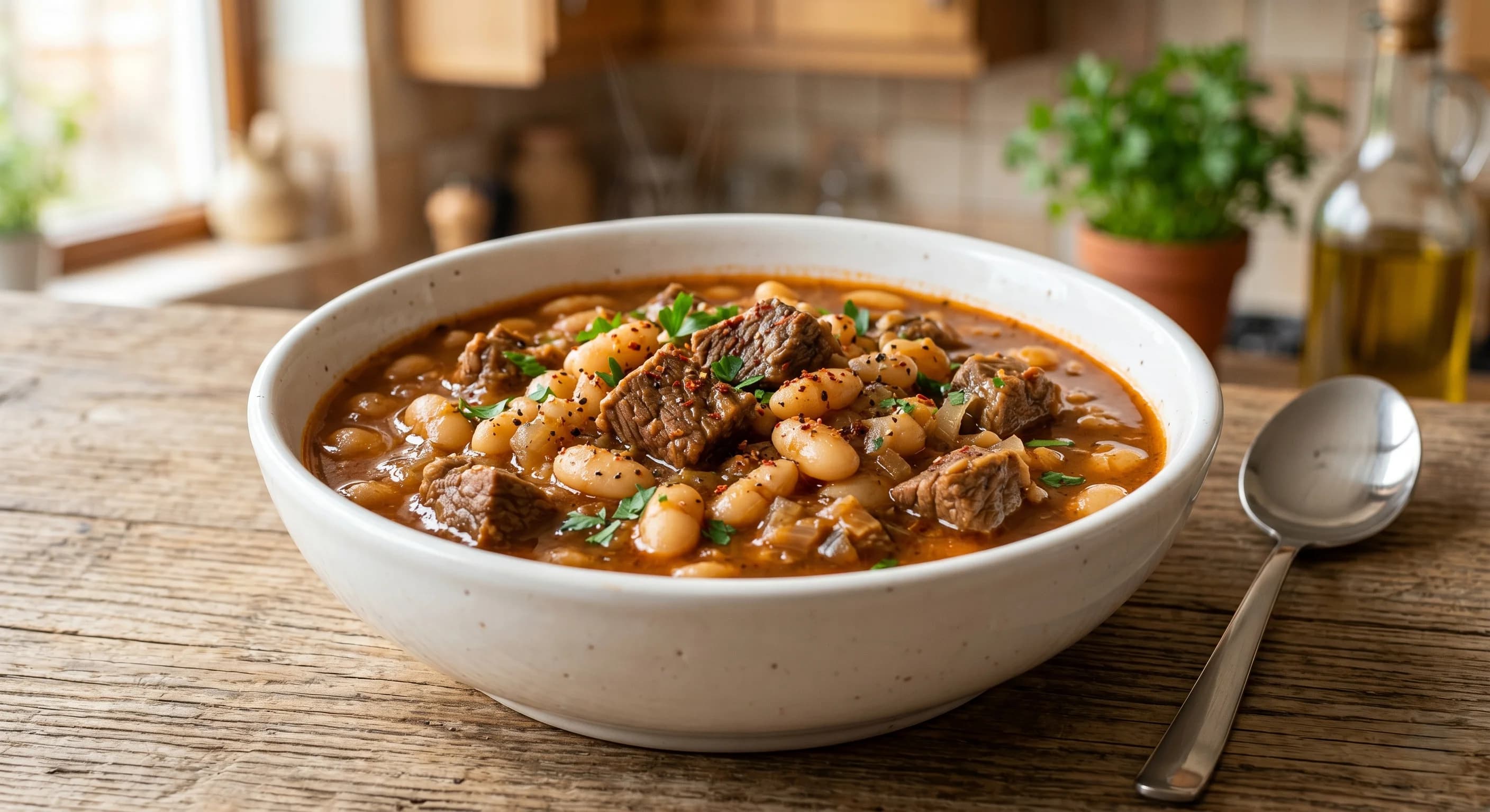 Traditional Turkish White Bean Stew with Meat